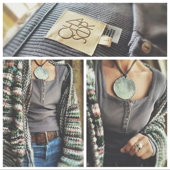 Chaser Henley Ribbed Layering Top Gray Charcoal NWT Large - Picture 16 of 16